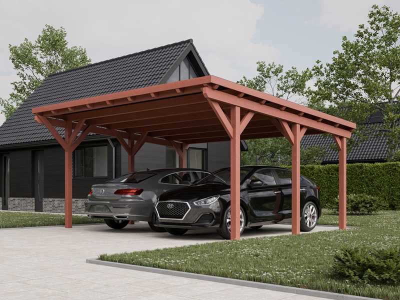 wiata-garazowa-dwustanowiskowa drewniana wiata garażowa dwustanowiskowa