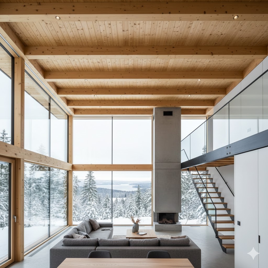 strop z drewna klejonego