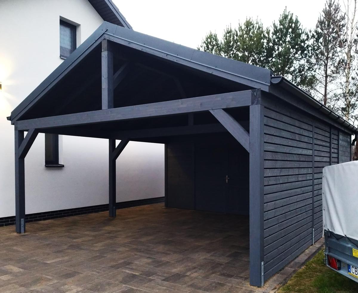 nowoczesna-wiata-garazowa-z-pomieszczeniem-gospodarczym wiaty garażowe drewniane z pomieszczeniem gospodarczym