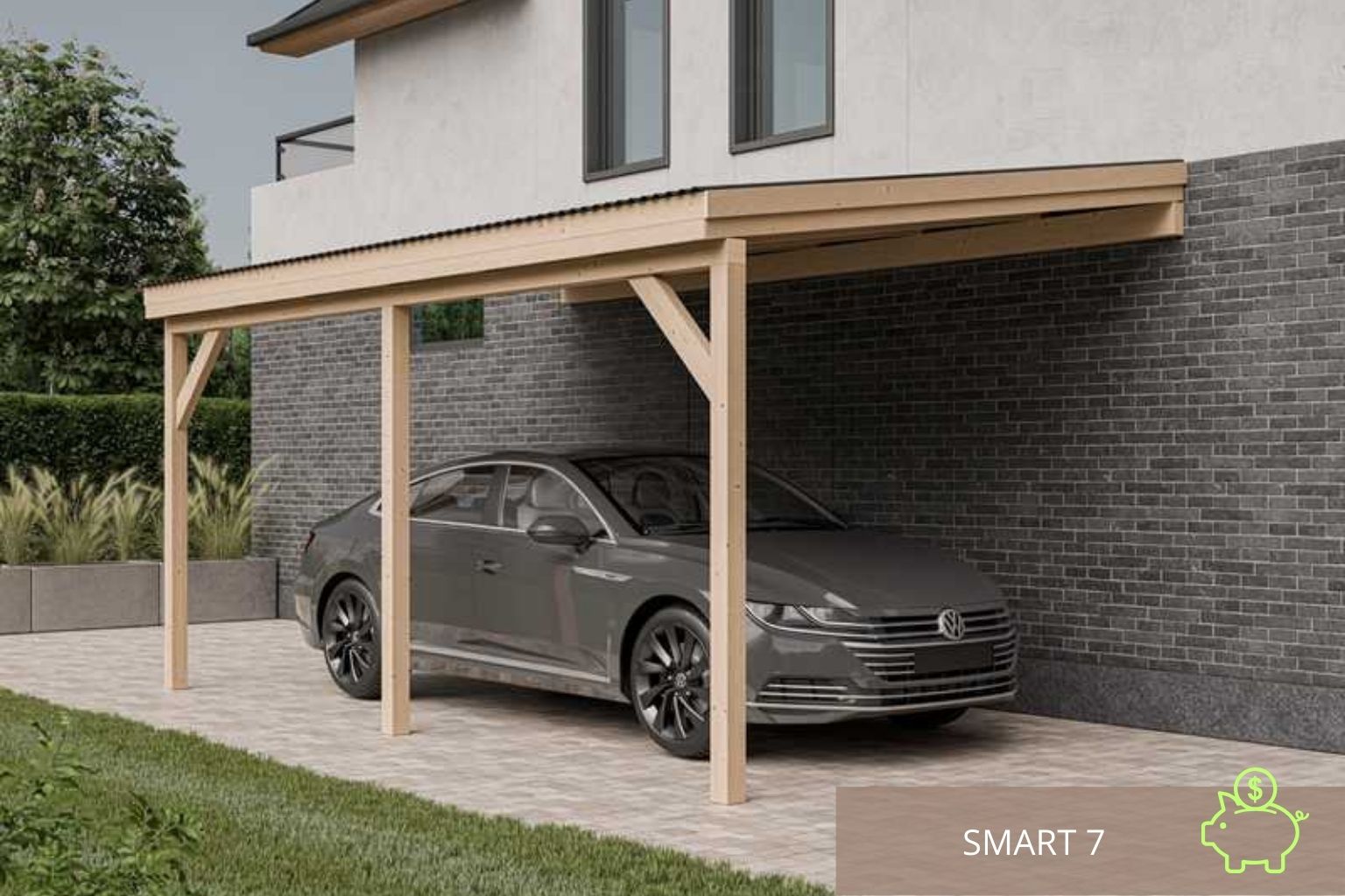 wiata-drewniana-przyscienna wiata garażowa przyścienna