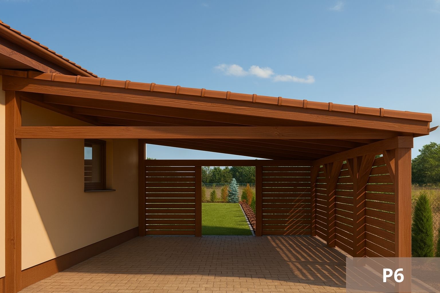 wiaty przyscienne drewniane