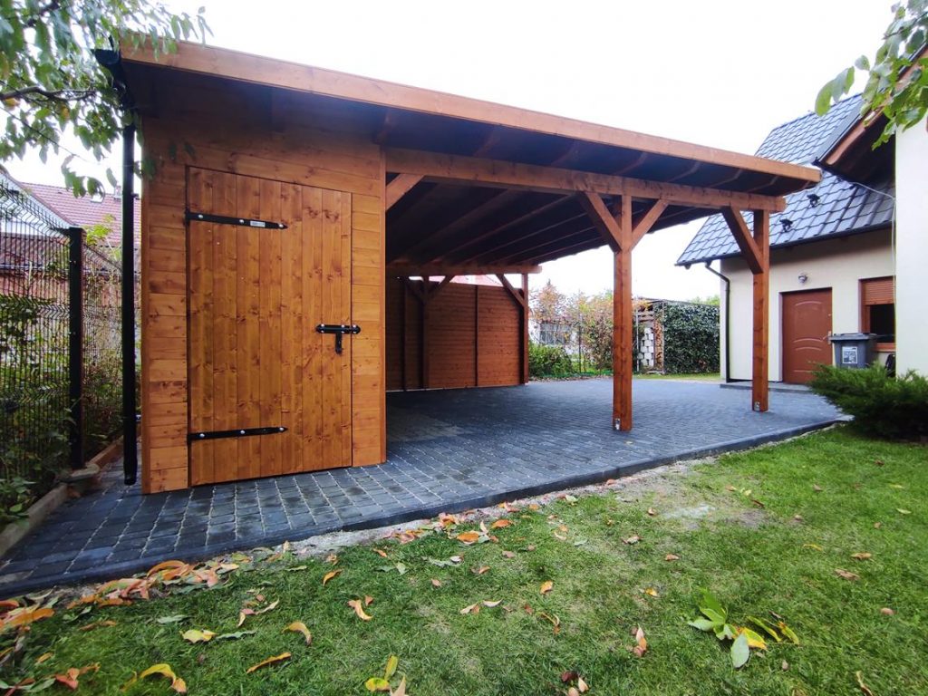 wiata-garazowa-z-pomieszczeniem-gospodarczym-cena nowoczesna wiata z pomieszczeniem gospodarczym