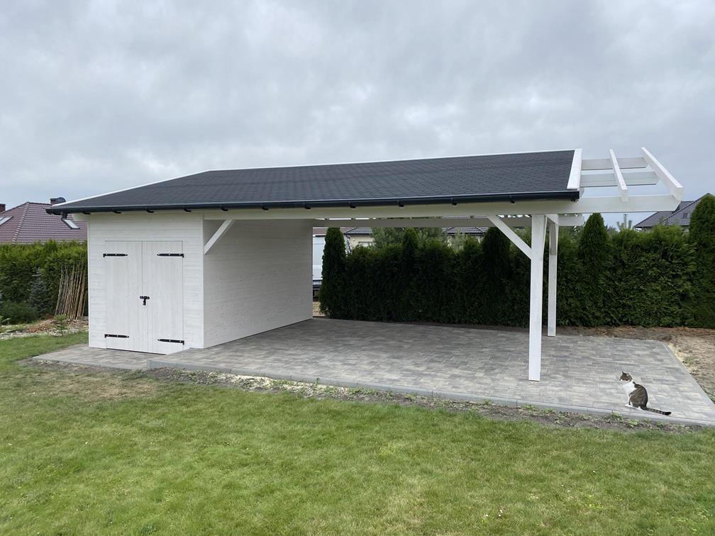 wiata-na-samochod-z-pomieszczeniem-gospodarczym drewniana wiata garażowa z pomieszczeniem gospodarczym