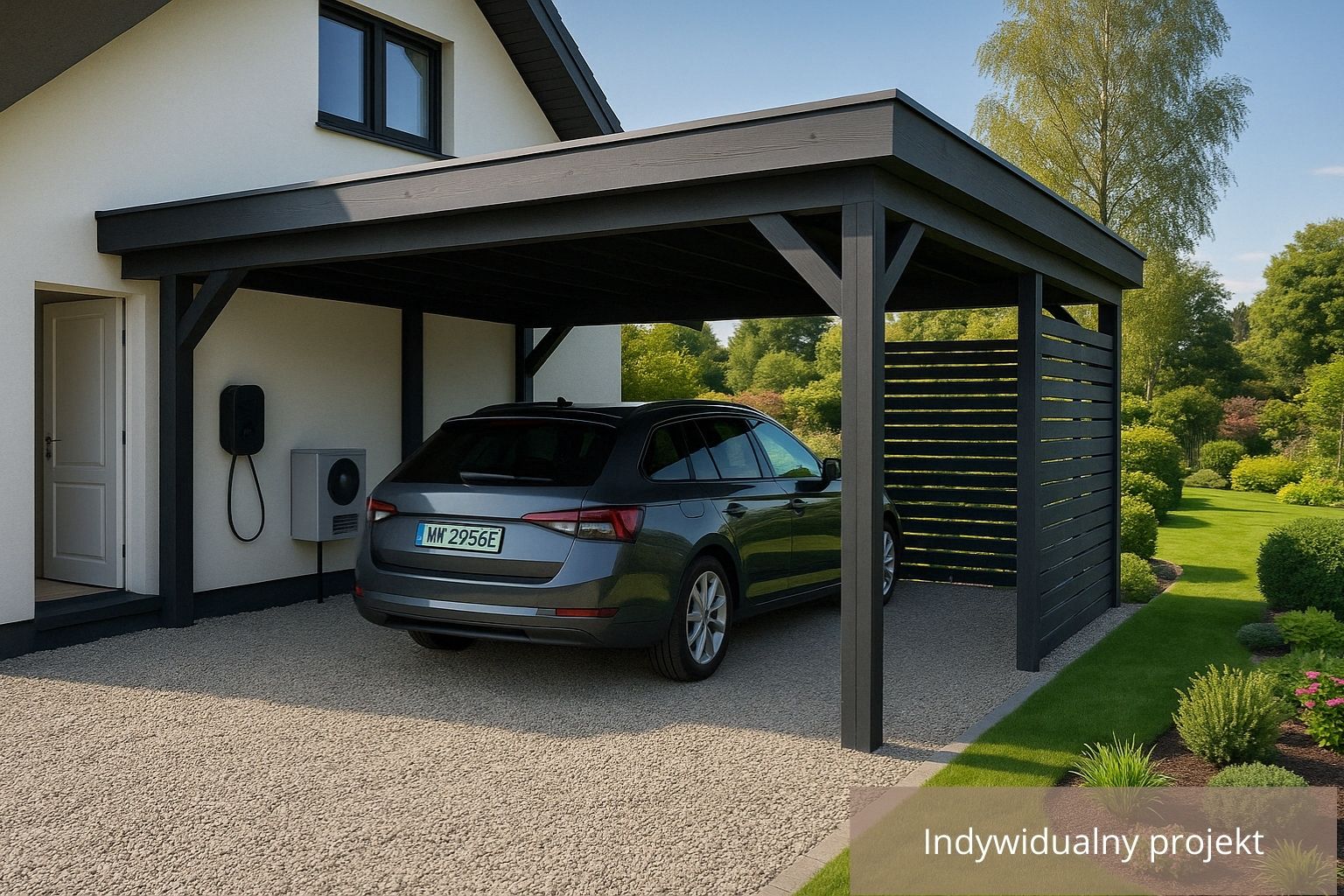 wiata-samochodowa-przyscienna wiaty przyścienne drewniane