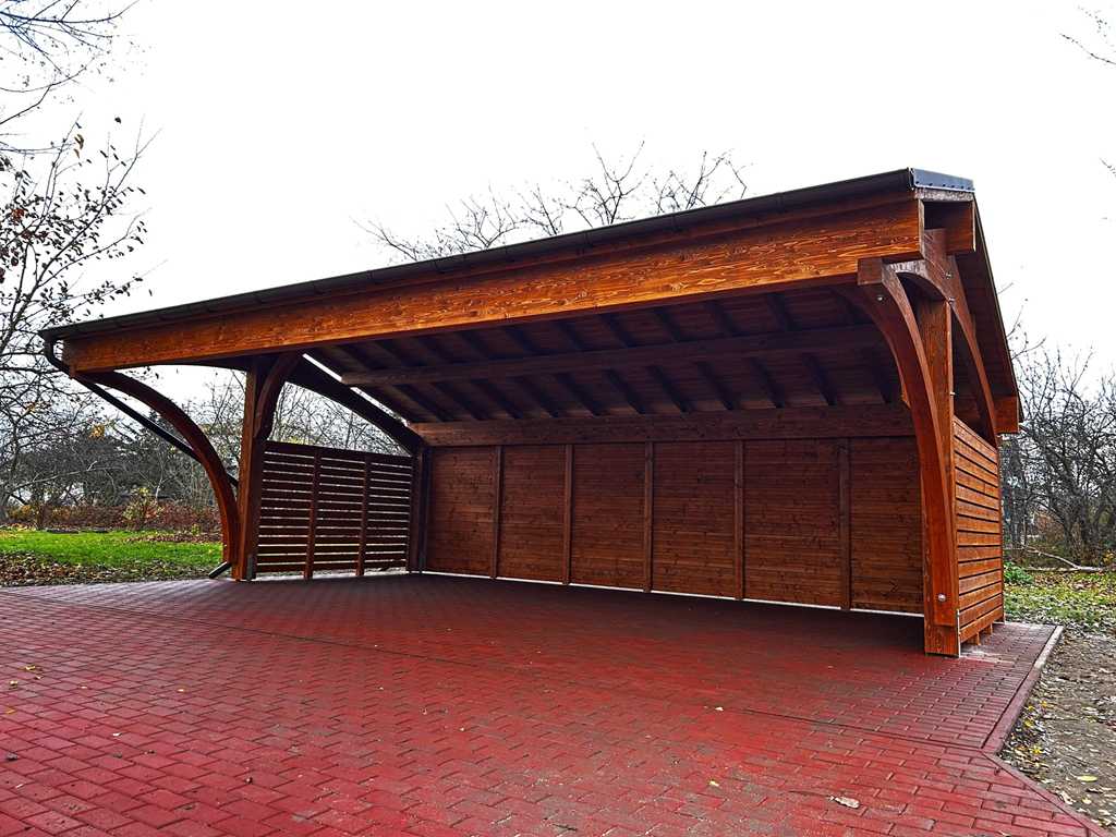 wiata-trzystanowiskowa (4) wiata 3 auta z drewna gięto klejonego