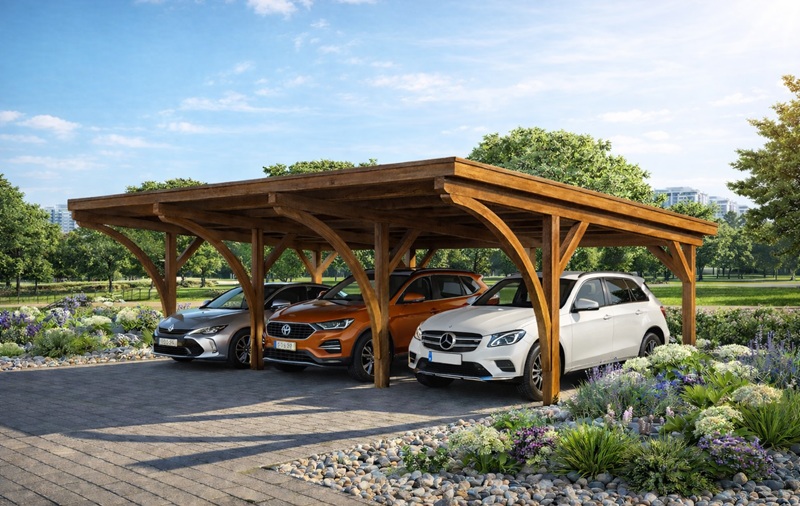 wiata-na-3-auta wiata garażowa 3 stanowiskowa