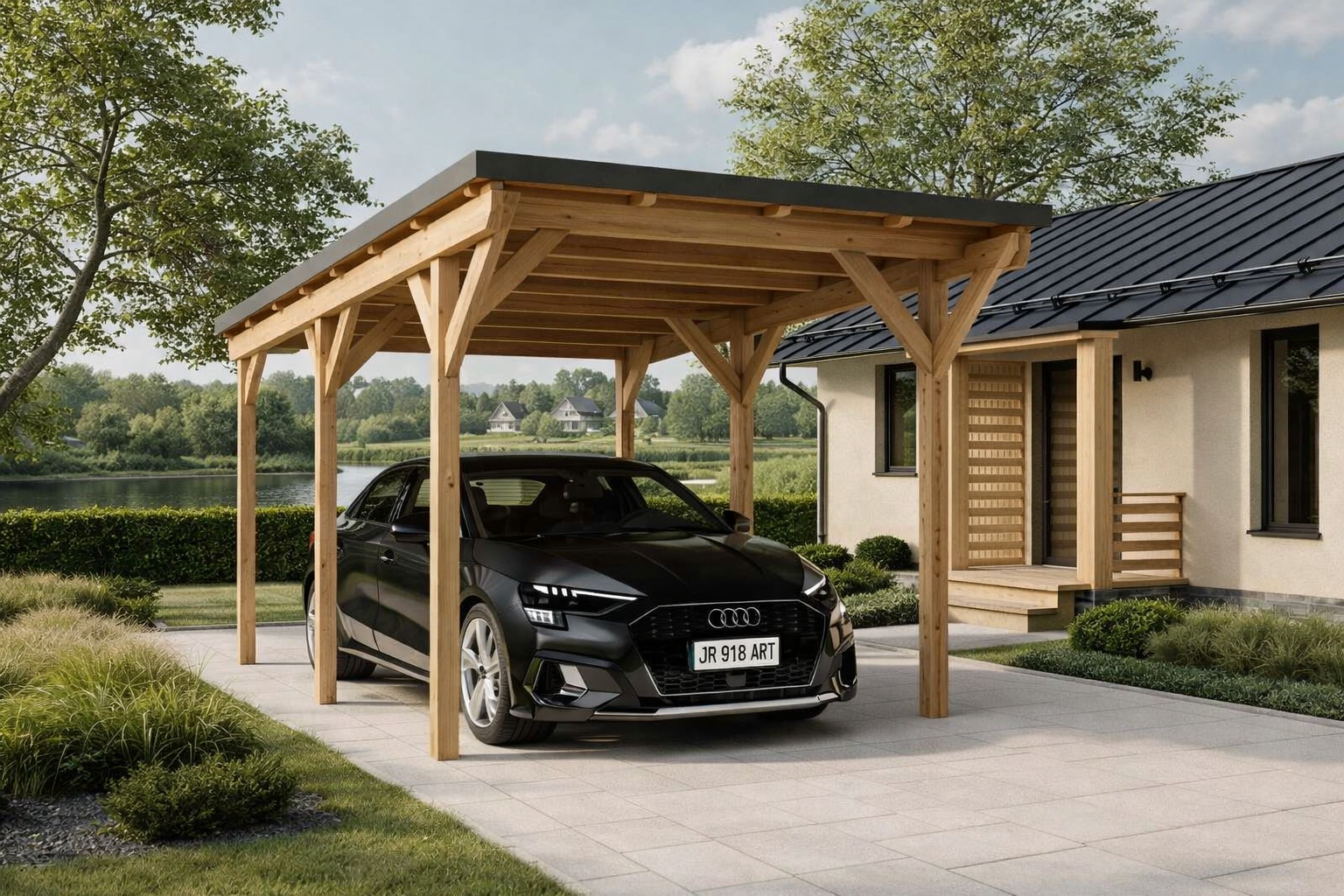 nowoczesna wiata garażowa